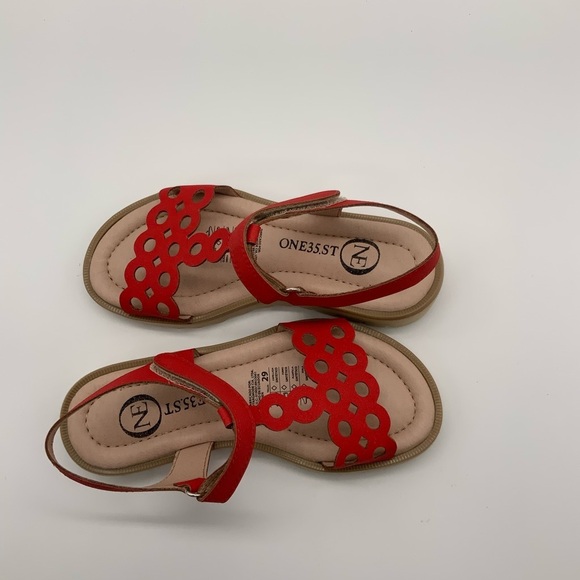 One35 Ankle Strap Red Sandals, Vegan Leather. Various Size - Picture 6 of 7